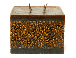 Свеча большая куб кофе 4 фитиля