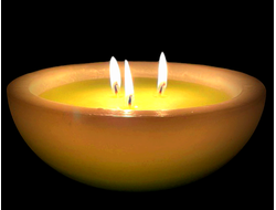 Интерьерная большая свеча чаша 22 см белый лайм