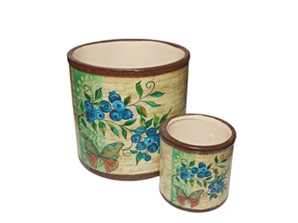 Набор керамических горшков Бабочки и голубика 2 шт