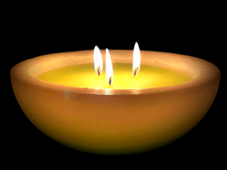 Интерьерная большая свеча чаша 22 см белый лайм