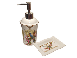Набор дозатор и мыльница Птицы