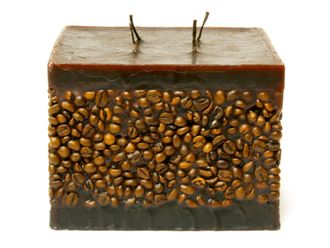 Свеча большая куб кофе 4 фитиля