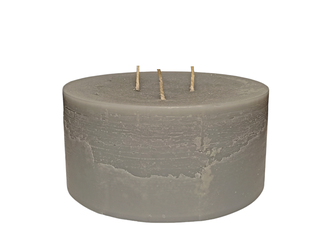 Серая интерьерная свеча рустик 15 см 3 фитиля
