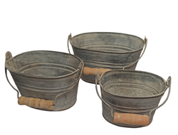 Набор металлических кашпо для сада 3 штуки
