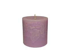 Свеча столбик рустик 85X85 мм лавандового цвета