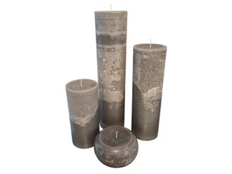 Набор больших серых свечей для камина 4 штуки