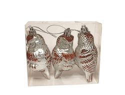 Елочные игрушки совы 3 штуки пластик