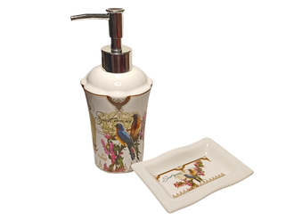 Набор дозатор и мыльница Птицы