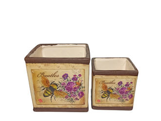 Набор квадратных кашпо Пчёлы 2 штуки