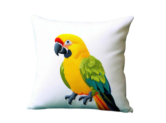 Подушка интерьерная желтый попугай вышивка 40 см