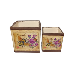 Набор квадратных кашпо Пчёлы 2 штуки